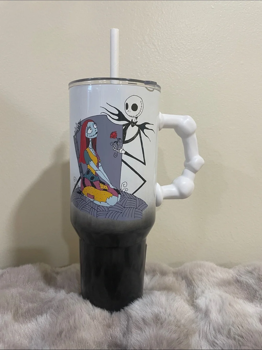 Disney Nightmare Before Christmas Stainless Travel Tumbler with Bone Handle